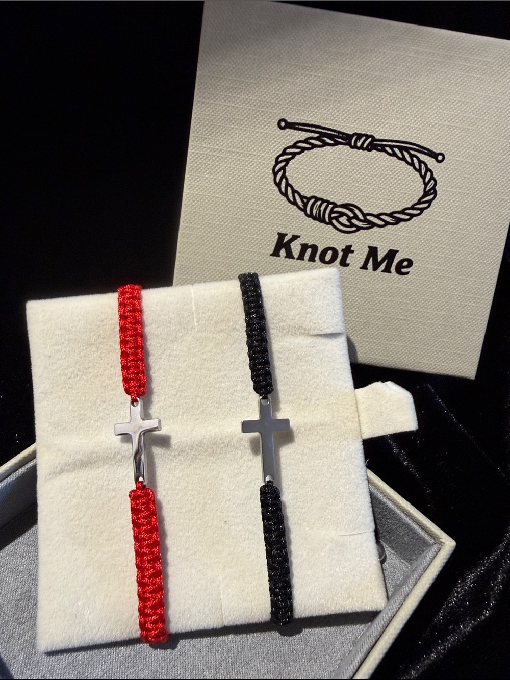 Cross Cord Bracelet - Red and Black